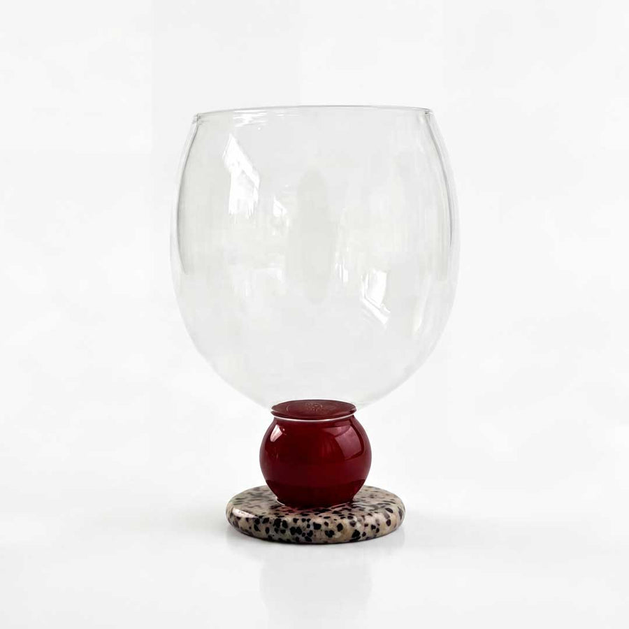 Balloon Drinking Glass on a Stone Base, 7 Colors | Qonforta, Bordeaux
