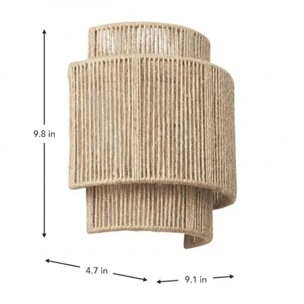 Rattan Rope Wall Sconce | Japandi Boho | E27 LED | Qonforta