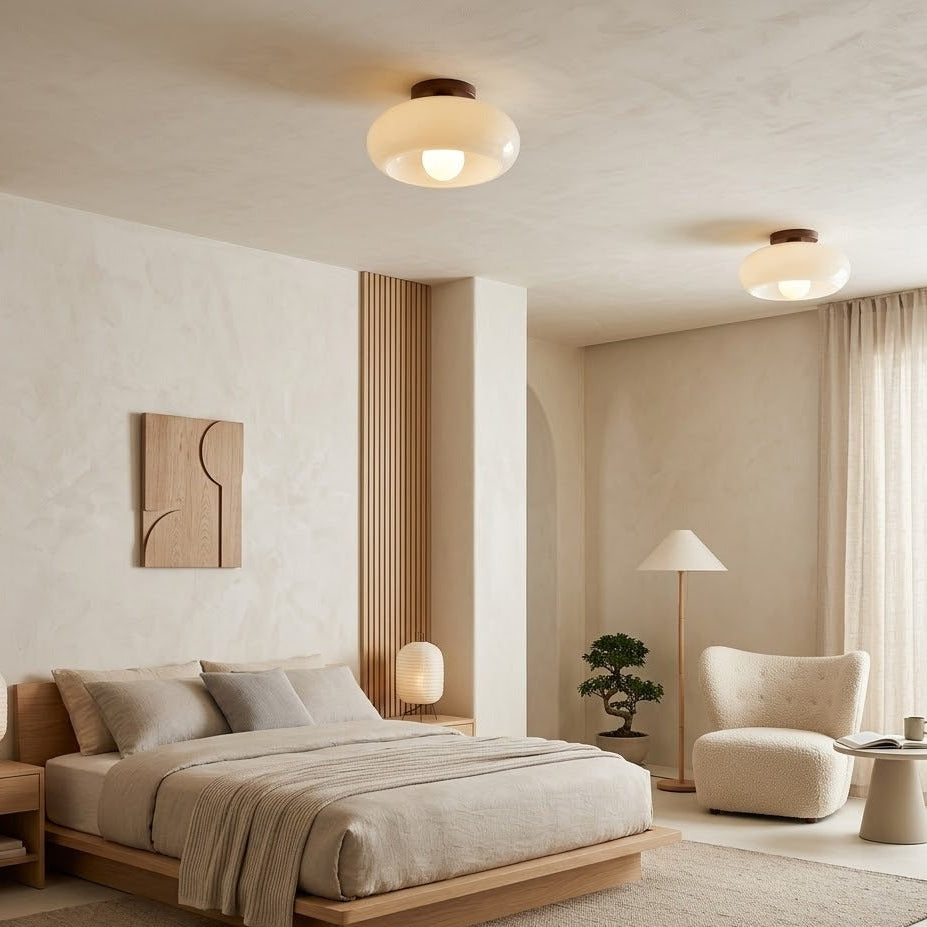 Cream Bauhaus Flush Mount Ceiling Light | 2 Sizes | Qonforta