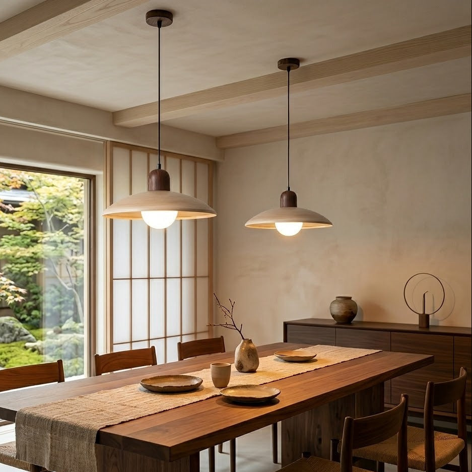 Wabi-Sabi Walnut Pendant Light | 2 Finishes | Qonforta