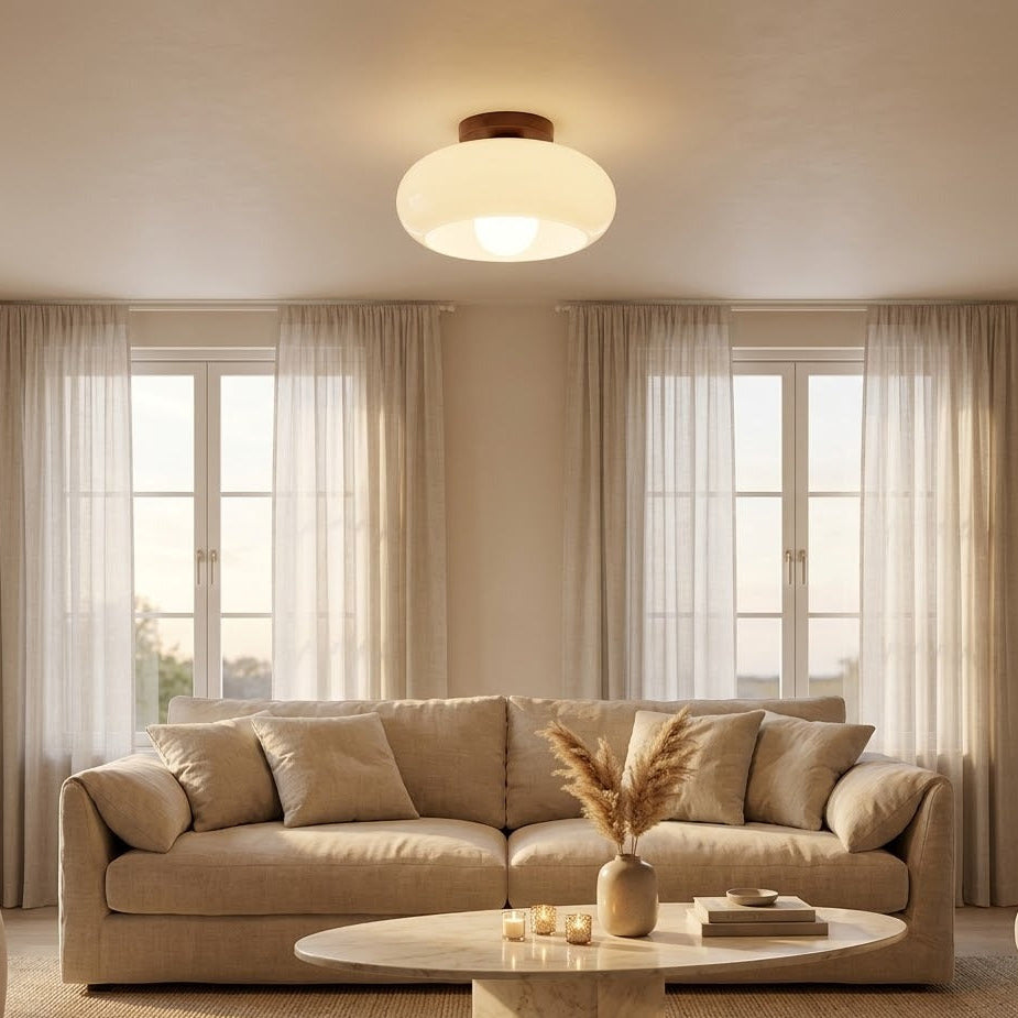 Cream Bauhaus Flush Mount Ceiling Light | 2 Sizes | Qonforta