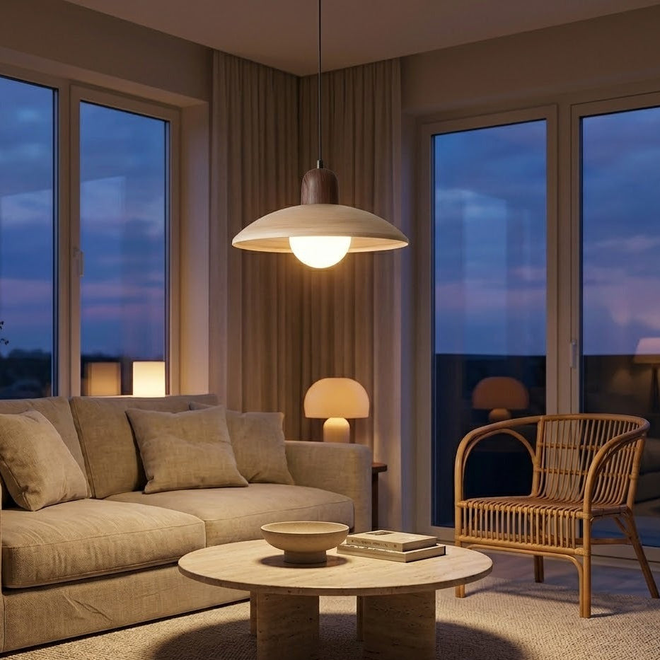 Wabi-Sabi Walnut Pendant Light | 2 Finishes | Qonforta
