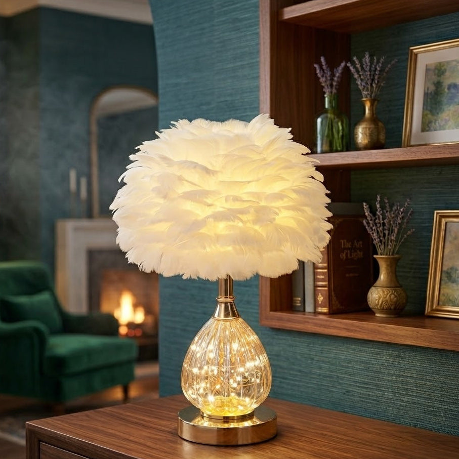 PlumeLux — Nordic Feather Table Lamp