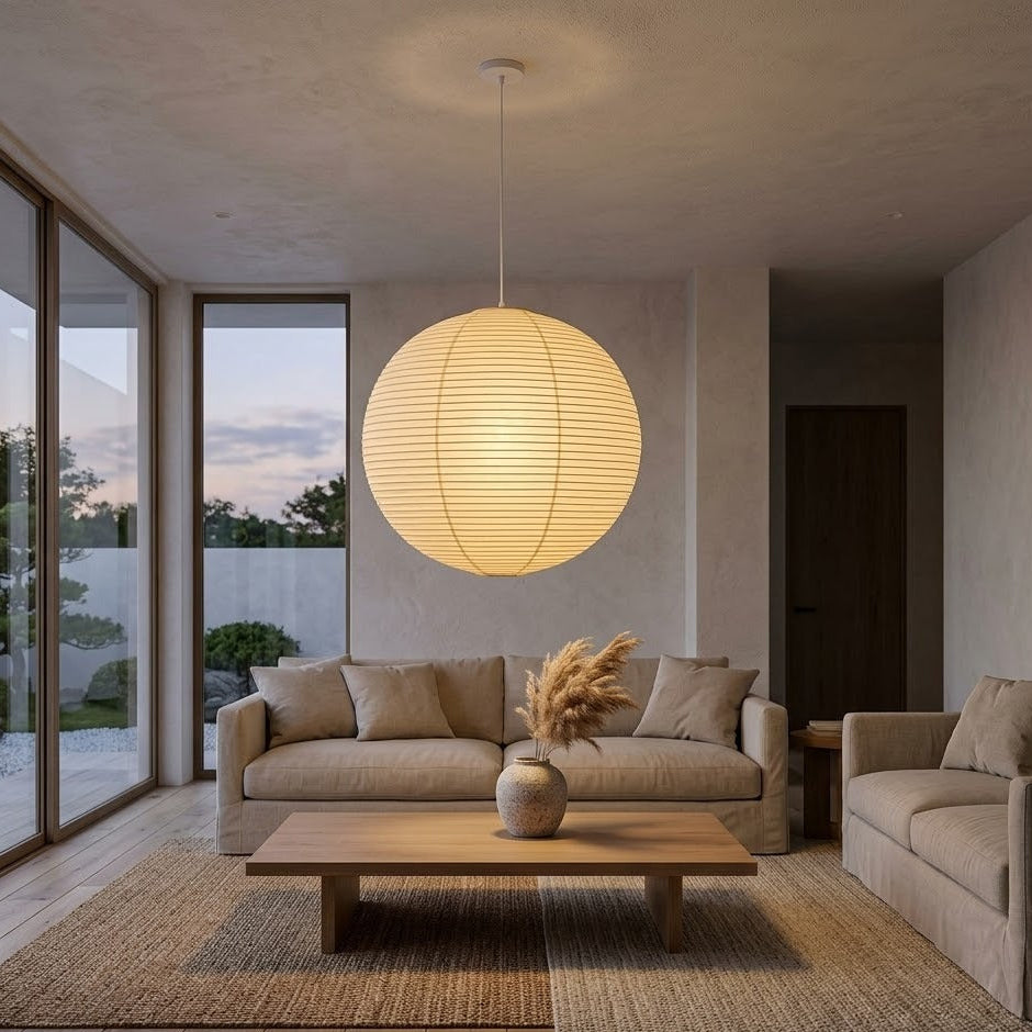 Japanese Cotton Paper Pendant Light | 5 Sizes | Qonforta