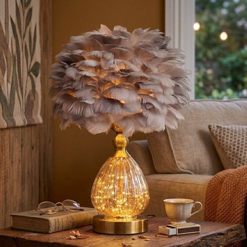 PlumeLux — Nordic Feather Table Lamp