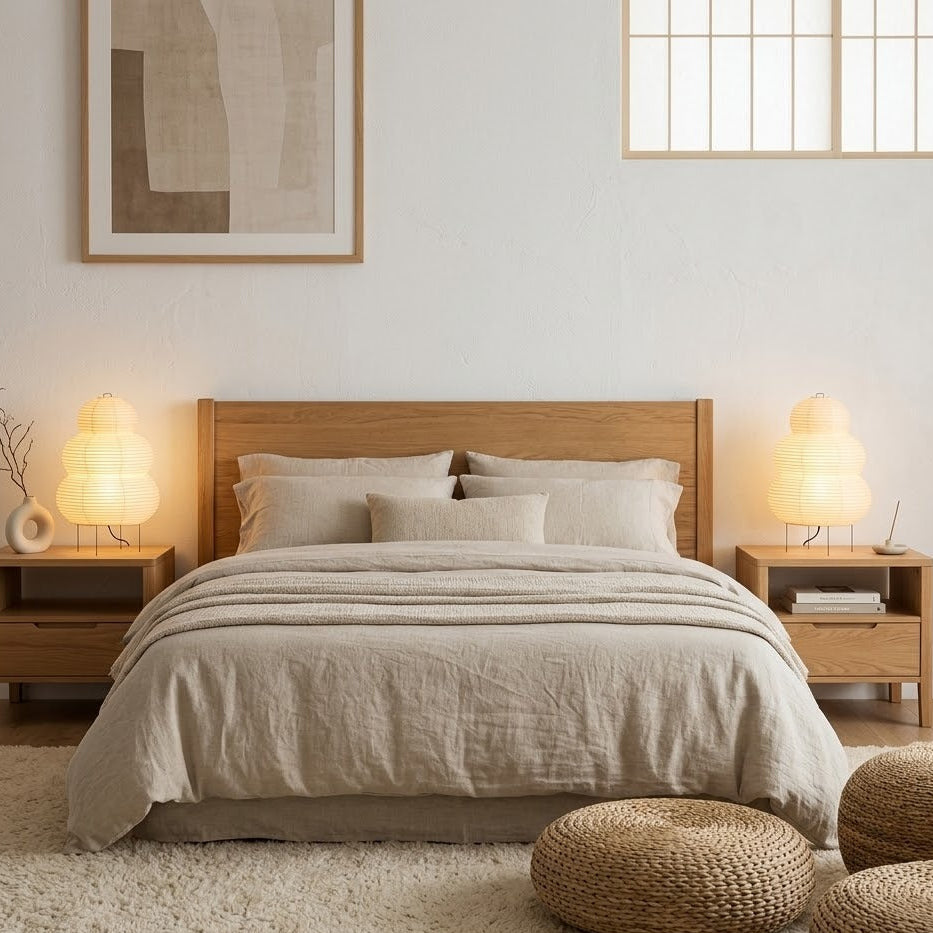 Japanese Rice Paper Table Lamp | Japandi Style | Qonforta
