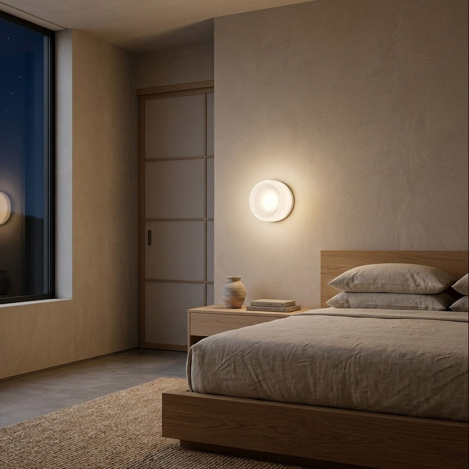 Dimple Glass Wall Light | Dusk-to-Dawn Sensor | 3 Colors | Qonforta