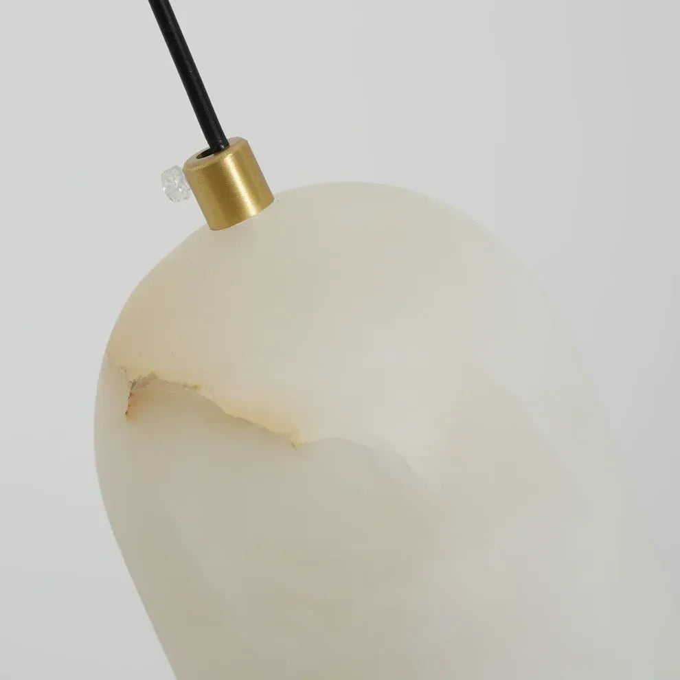 Alabaster Brass Pendant Light | Natural Stone | Qonforta