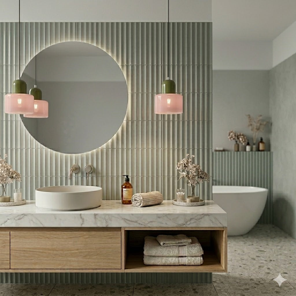 Nordic Circular Glass Pendant Light | 4 Colors | Qonforta