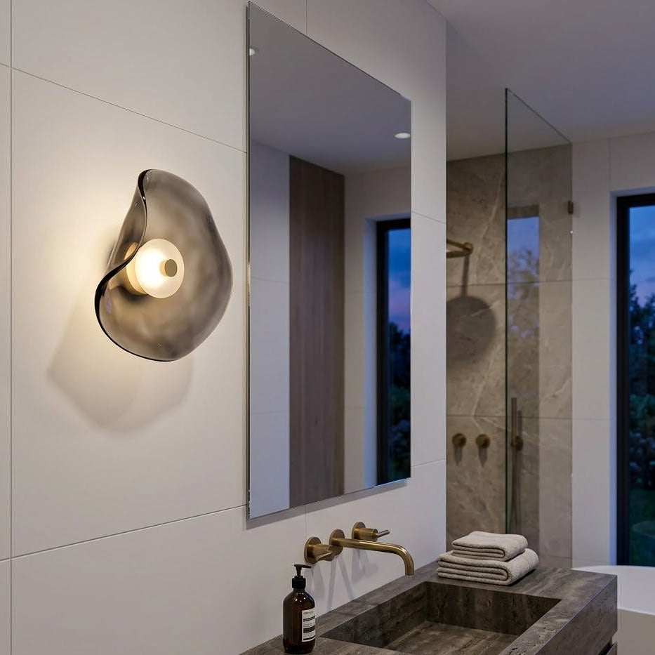 Curved Glass LED Wall Sconce | 4 Colors | Qonforta