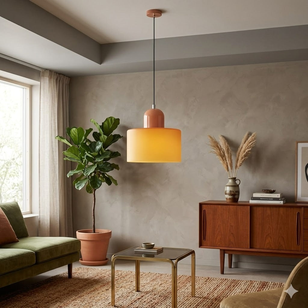 Nordic Circular Glass Pendant Light | 4 Colors | Qonforta