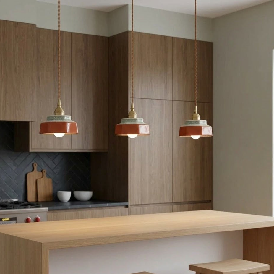 Hand-Painted Ceramic Pendant Light | Copper | Qonforta