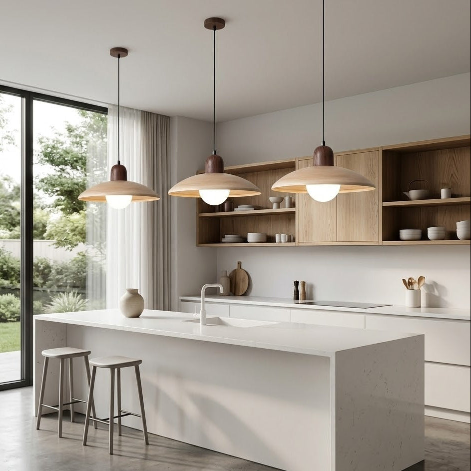 Wabi-Sabi Walnut Pendant Light | 2 Finishes | Qonforta