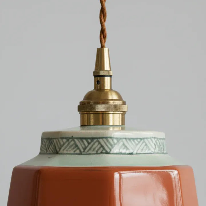 Hand-Painted Ceramic Pendant Light | Copper | Qonforta