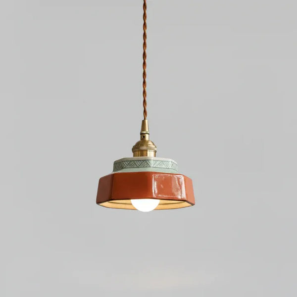 Hand-Painted Ceramic Pendant Light | Copper | Qonforta