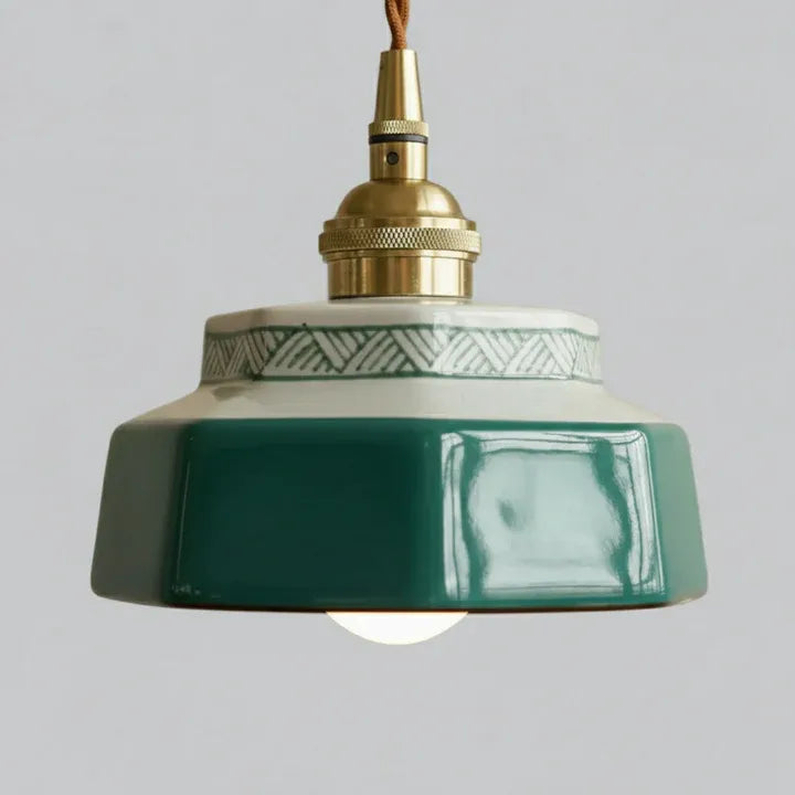 Hand-Painted Ceramic Pendant Light | Copper | Qonforta