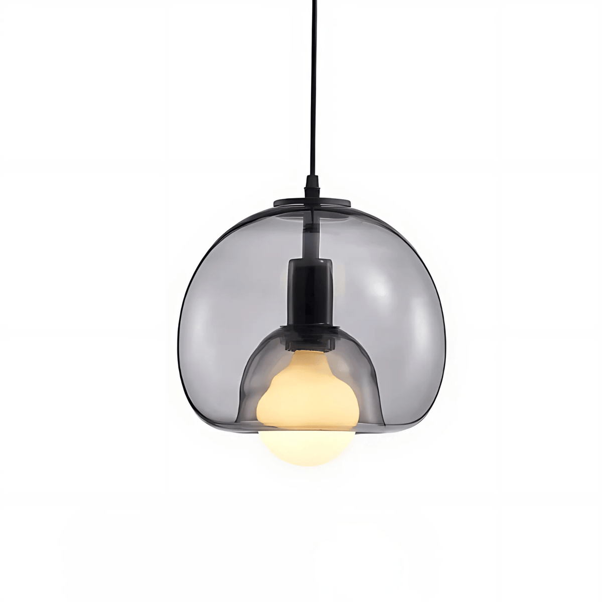 Clyde blown glass pendant light in Smoke Gray