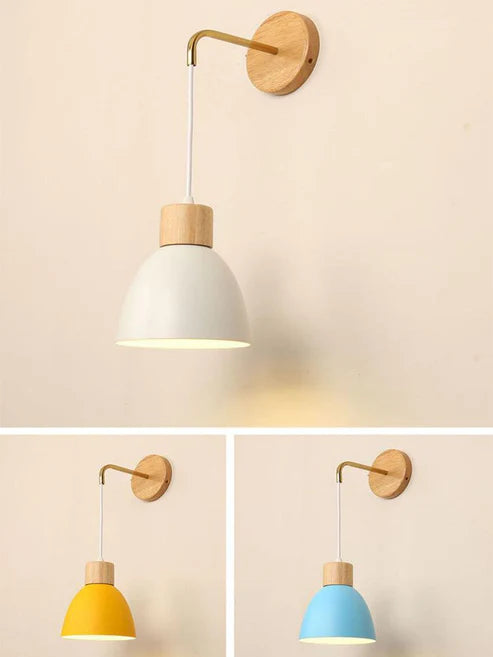 Nordic Wall Sconce Metal & Wood Height Adjustable – 6 Colors | Qonforta