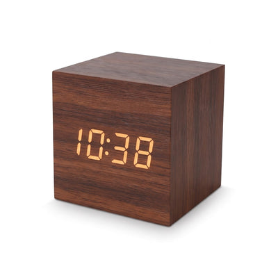 Small Cube Digital Alarm Clock with Temperature Display, USB or Battery