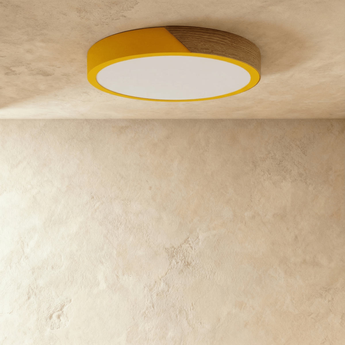 Wood & Iron Flush Mount Ceiling Light – Dimmable | Qonforta