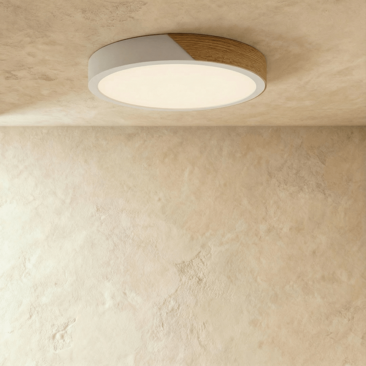 Wood & Iron Flush Mount Ceiling Light – Dimmable | Qonforta