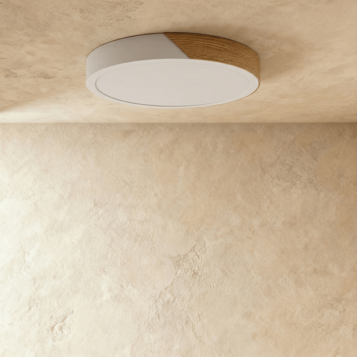 Wood & Iron Flush Mount Ceiling Light – Dimmable | Qonforta