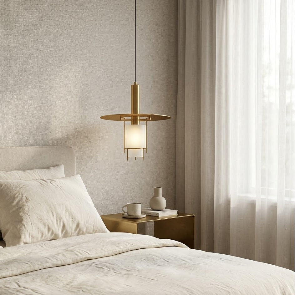 Gold Pendant Light Mid-Century Modern Glass Globe – Brass | Qonforta
