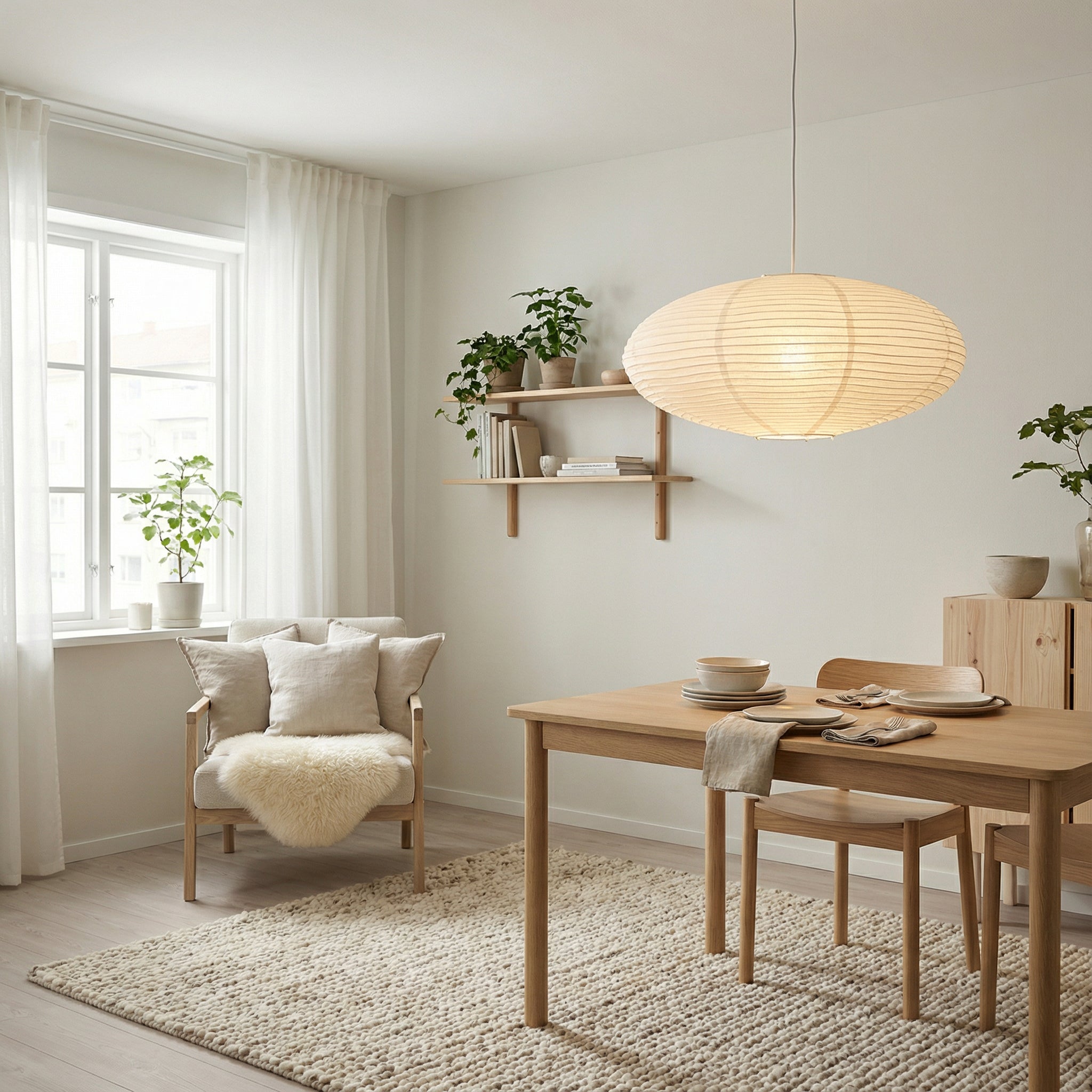 Wabi-Sabi Paper Pendant Light Handmade – 2 Sizes | Qonforta
