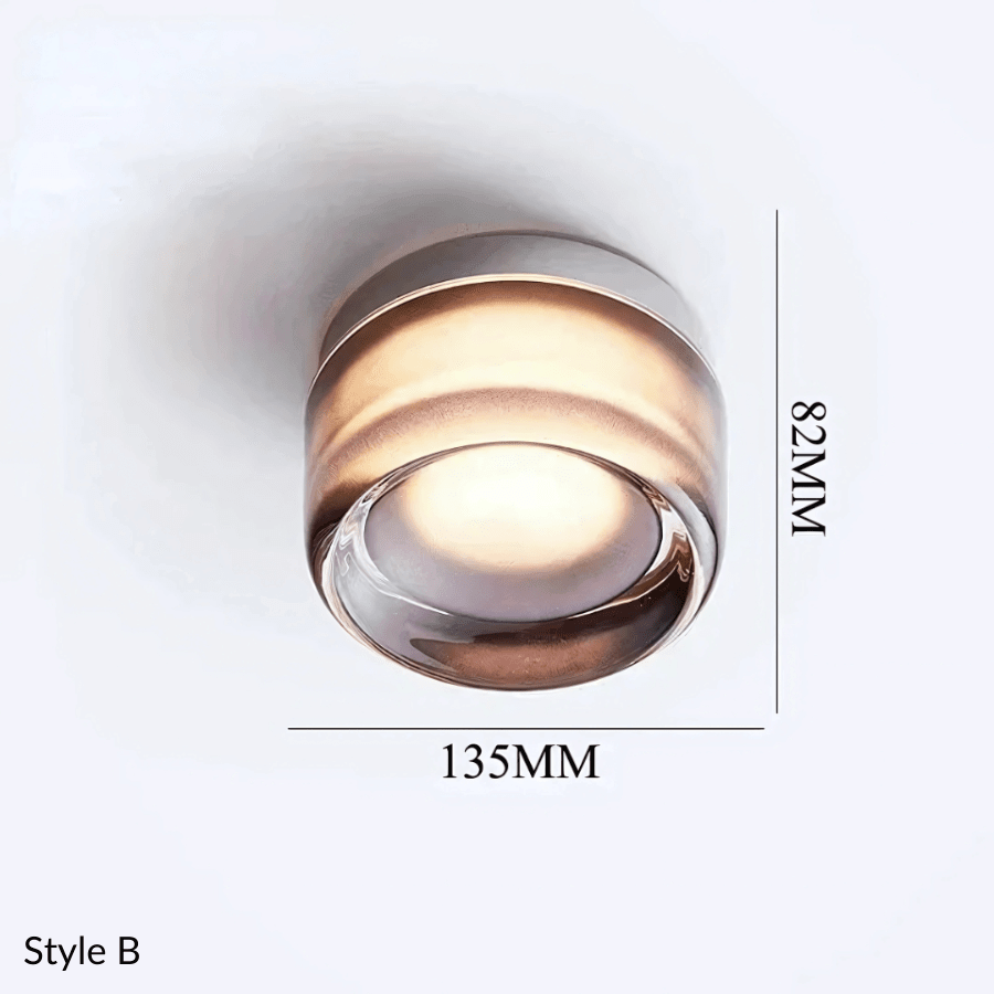 Hera wall sconce Style B in gray smoked glass with size markings