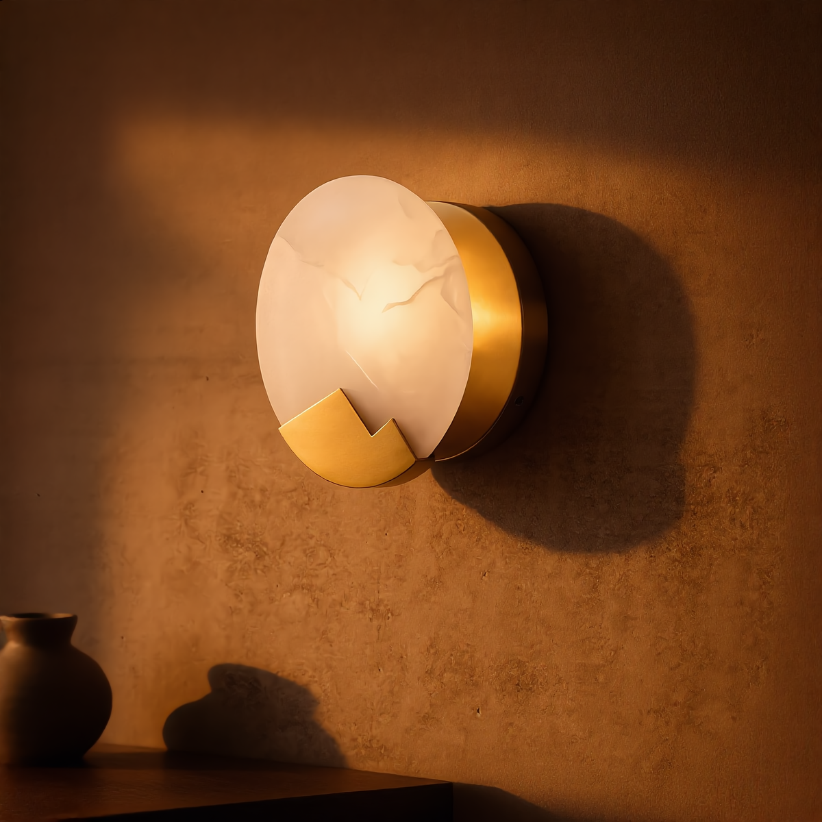 Luna d'Alabastro Wall Sconce – Alabaster LED | Qonforta