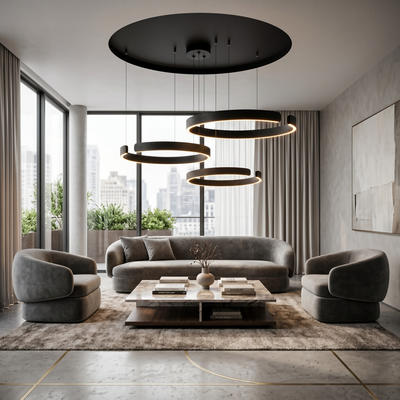 Modern LED Ring Chandelier, 1, 2 or 3 Rings, 5 Finishes, Dimmable Option