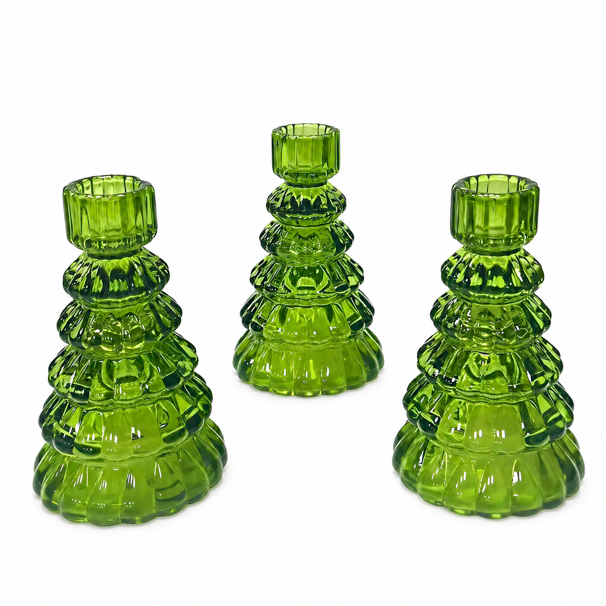 Abete Glass Tree Candle Holders - Set of 3 | Qonforta