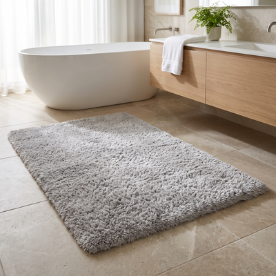 Soffice Lusso Bath Rug – Plush Shag in 15 Colors | Qonforta