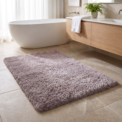 Soffice Lusso Bath Rug – Plush Shag in 15 Colors | Qonforta