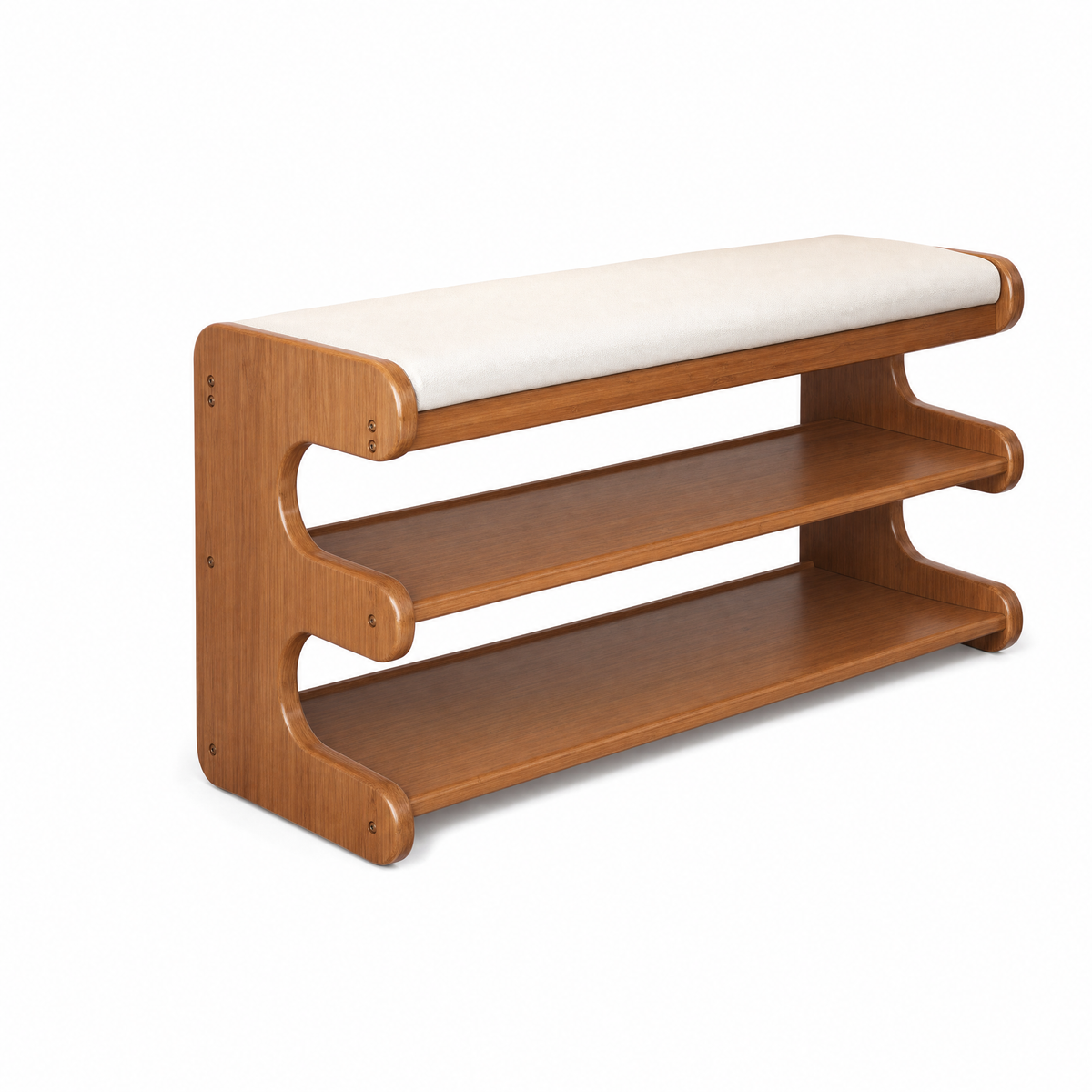 Onda Serena bamboo shoe bench on a white background