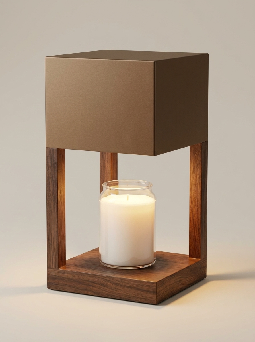 Scandinavian candle warmer lamp close-up hero shot