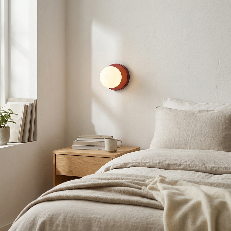 Nordic frosted globe wall light as a bedside sconce