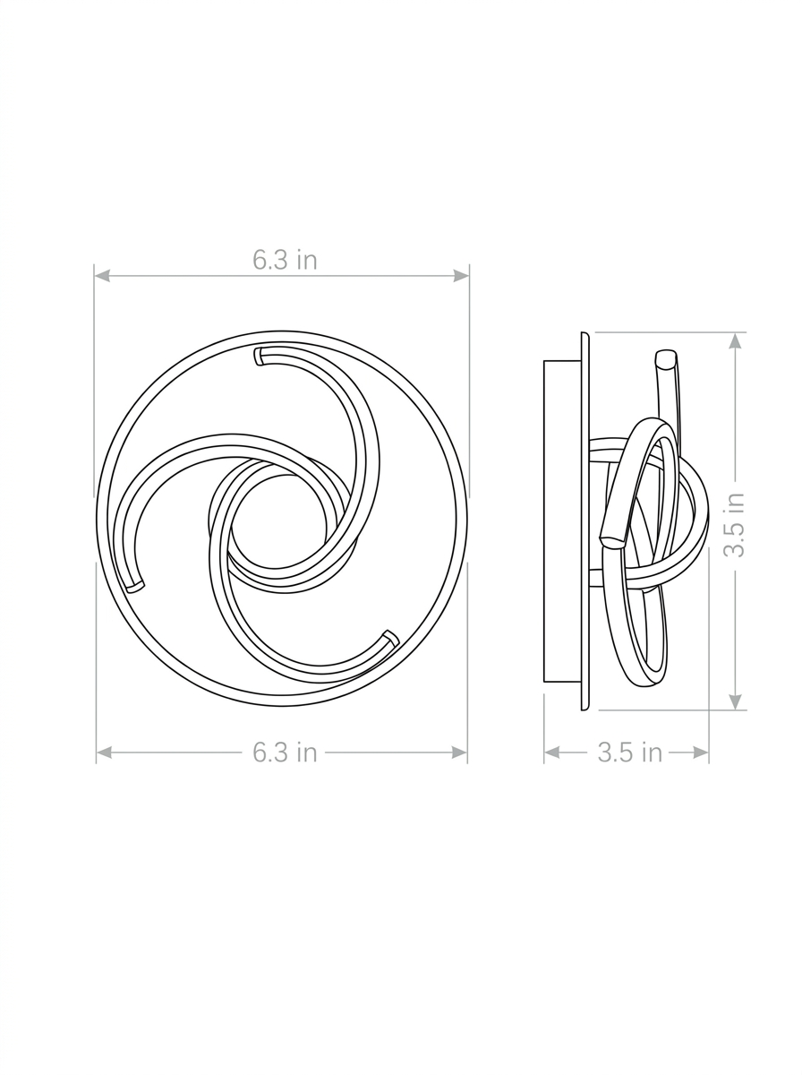 Acantha flush mount ceiling light size sketch with dimensions in inches