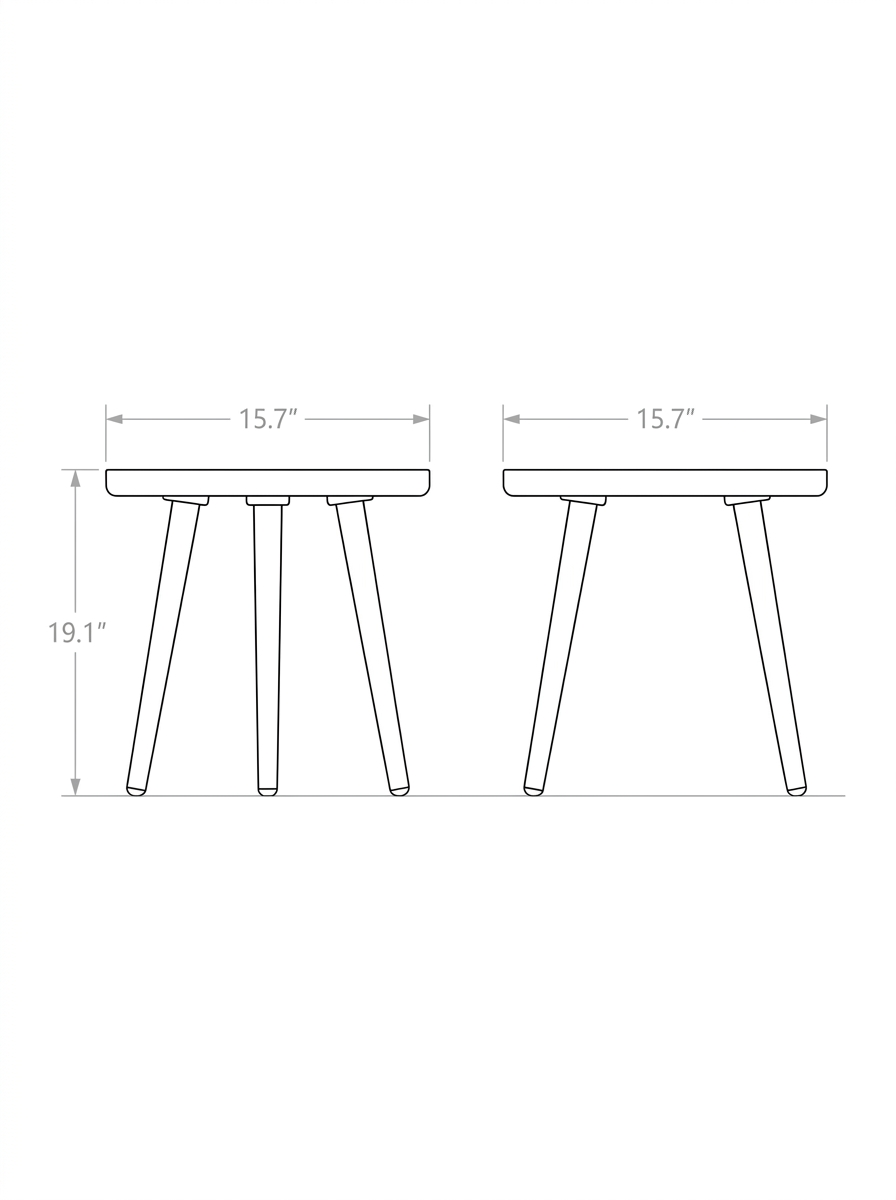 Dimension drawing of the Zeraphia side table in inches, 15.7 diameter by 19.1 high