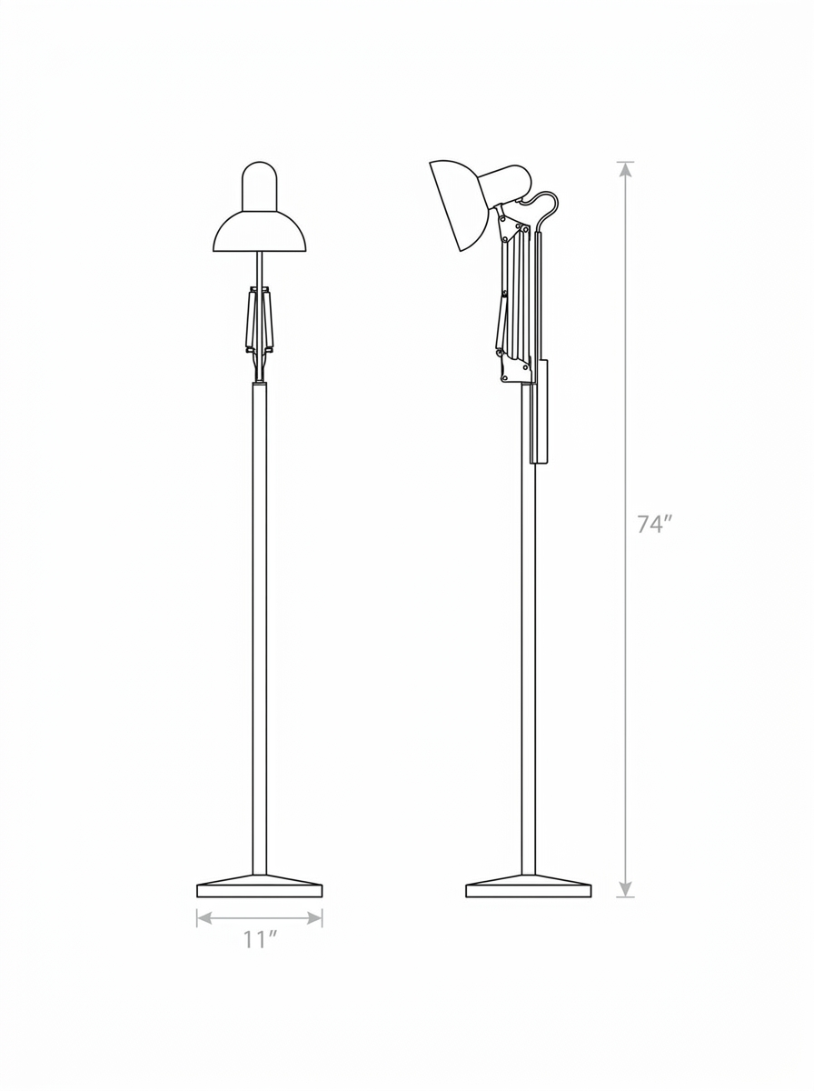 Flexo Memphis floor lamp dimension drawing in inches