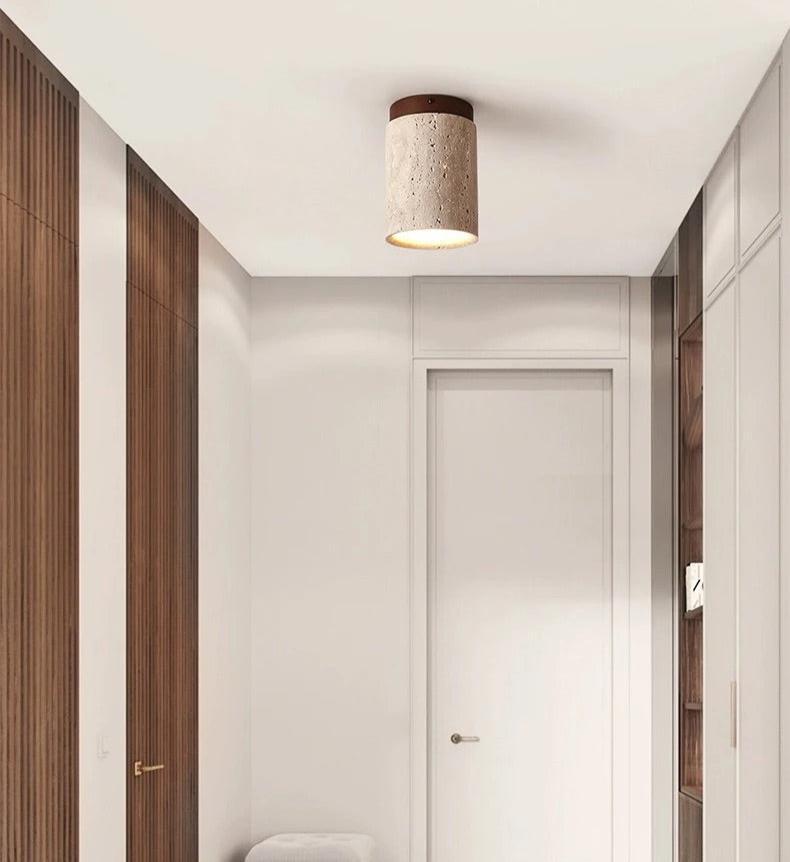 Stone Flush Mount Ceiling Light Japandi – 3 Color Temps | Qonforta