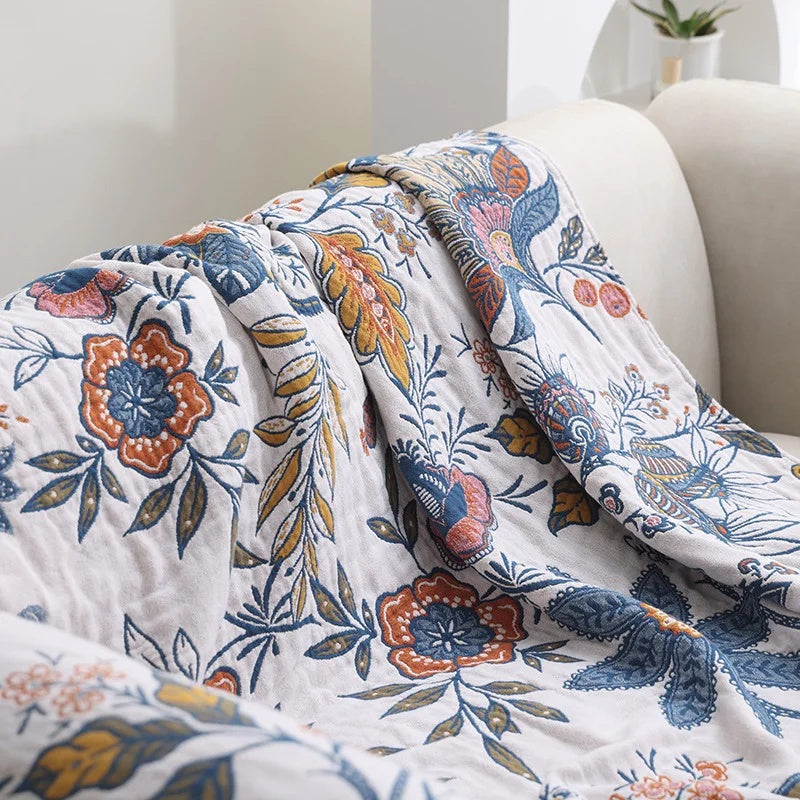 Rustic Artistic Flora jacquard throw blanket, additional view 1