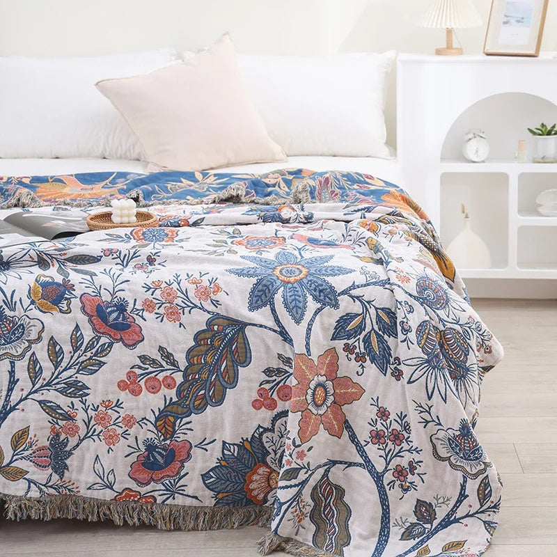 Rustic Artistic Flora jacquard throw blanket, additional view 7