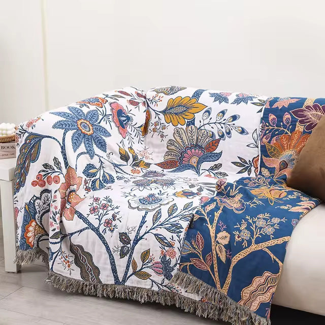 Rustic Artistic Flora jacquard throw blanket, additional view 2