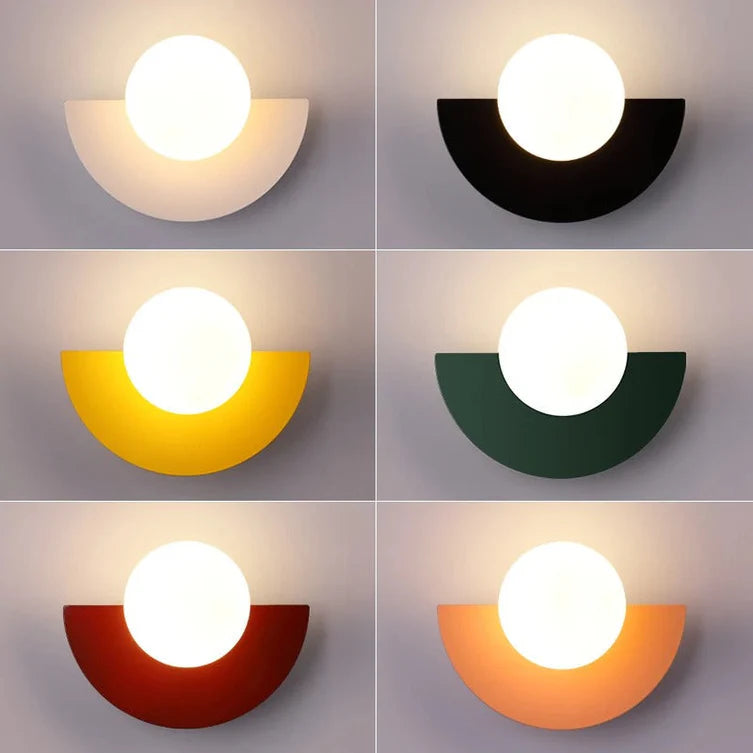 Nordic Semicircle Wall Sconce | 6 Colors & 2 Light Modes | Qonforta