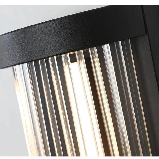Solar Outdoor Wall Lantern Cylinder LED IP65 – 3 Sizes Black | Qonforta