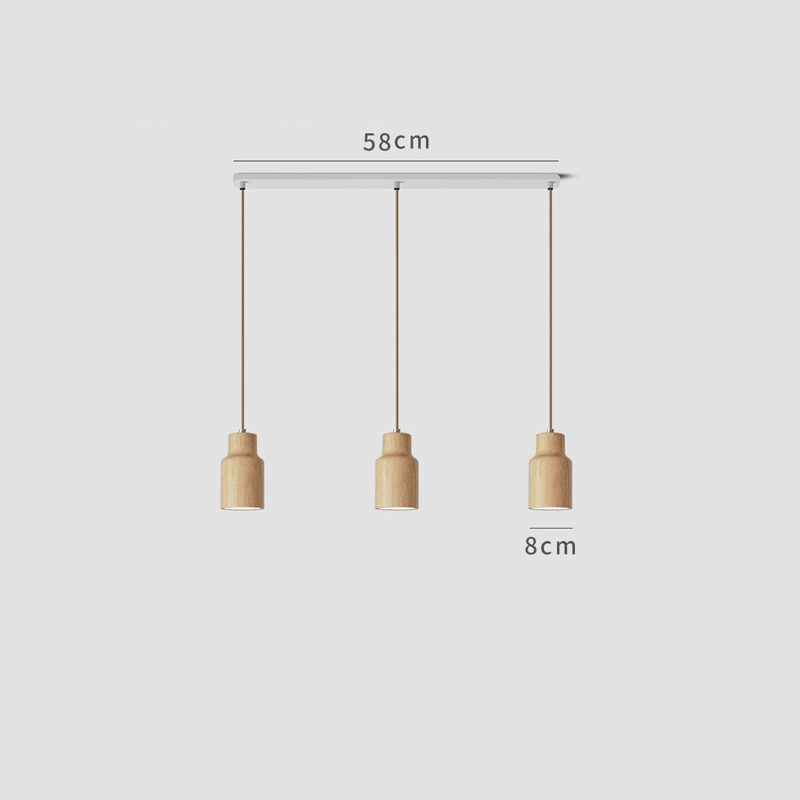 Solid wood mini pendant light detail shot showing the scale of the piece