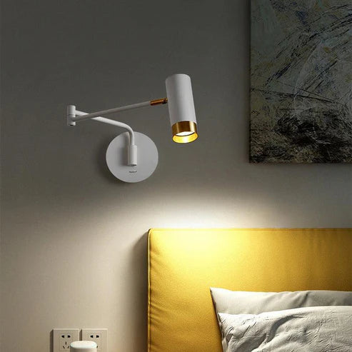 Spotlight Wall Sconce 360° Adjustable Dimmable Arm – White & Black | Qonforta