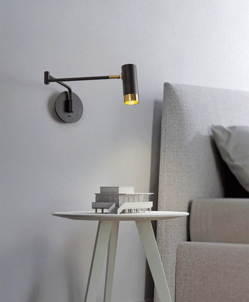Spotlight Wall Sconce 360° Adjustable Dimmable Arm – White & Black | Qonforta