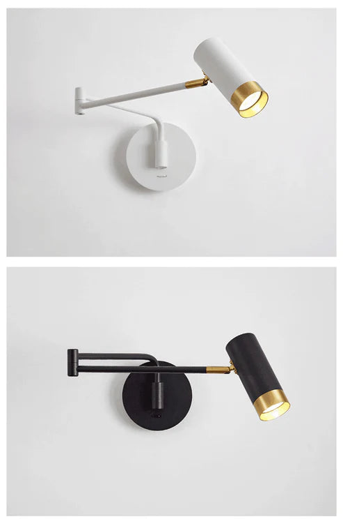 Spotlight Wall Sconce 360° Adjustable Dimmable Arm – White & Black | Qonforta